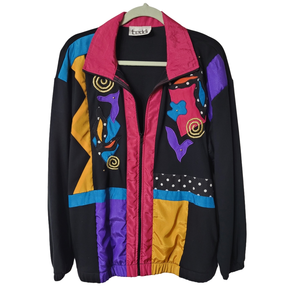 Teddi Vintage Multicolor Women's Zip Up Jacket Size XL